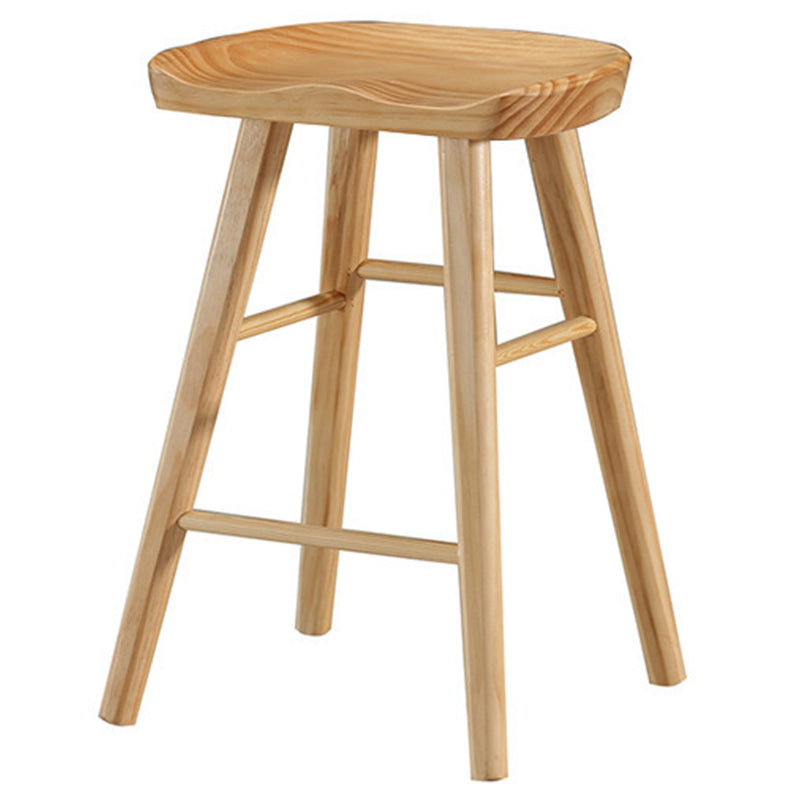 Modern Backless Armless Counter Stool Pine Wood Cafe Bar Stool with Pedal
