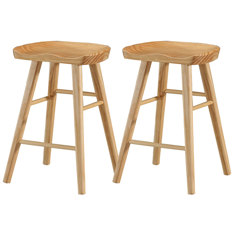 Modern Backless Armless Counter Stool Pine Wood Cafe Bar Stool with Pedal