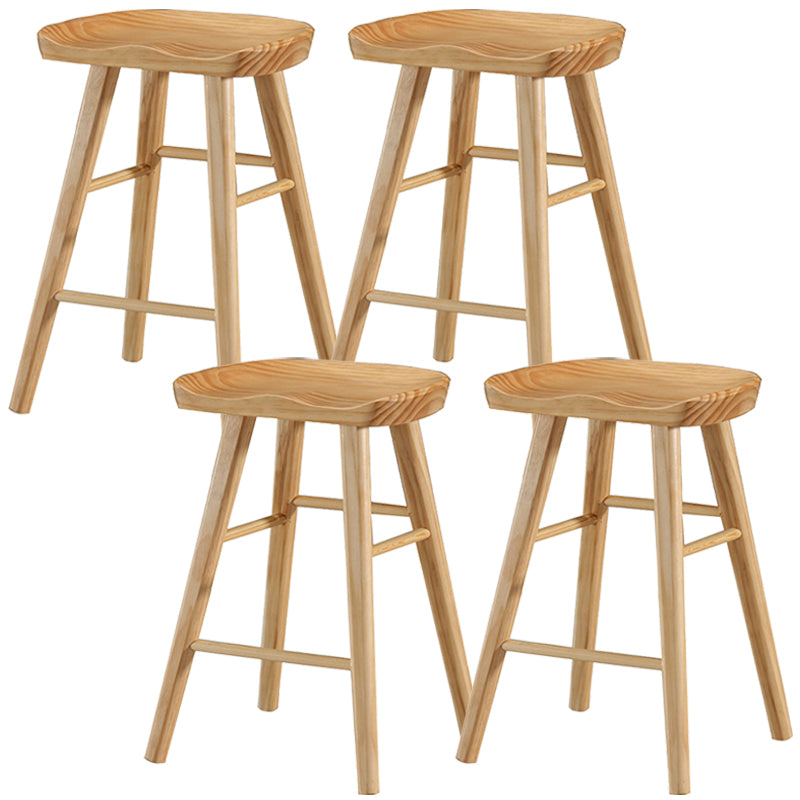 Modern Backless Armless Counter Stool Pine Wood Cafe Bar Stool with Pedal