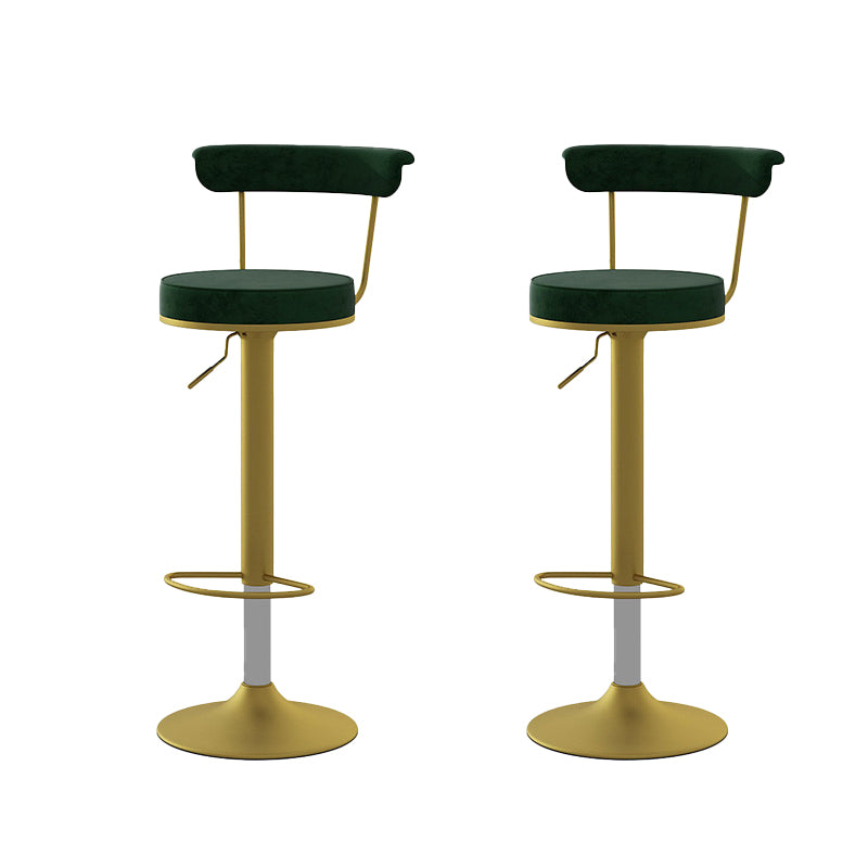 Glam Low Back Dining Stools Adjustable Height Bar Stools with Metal Base