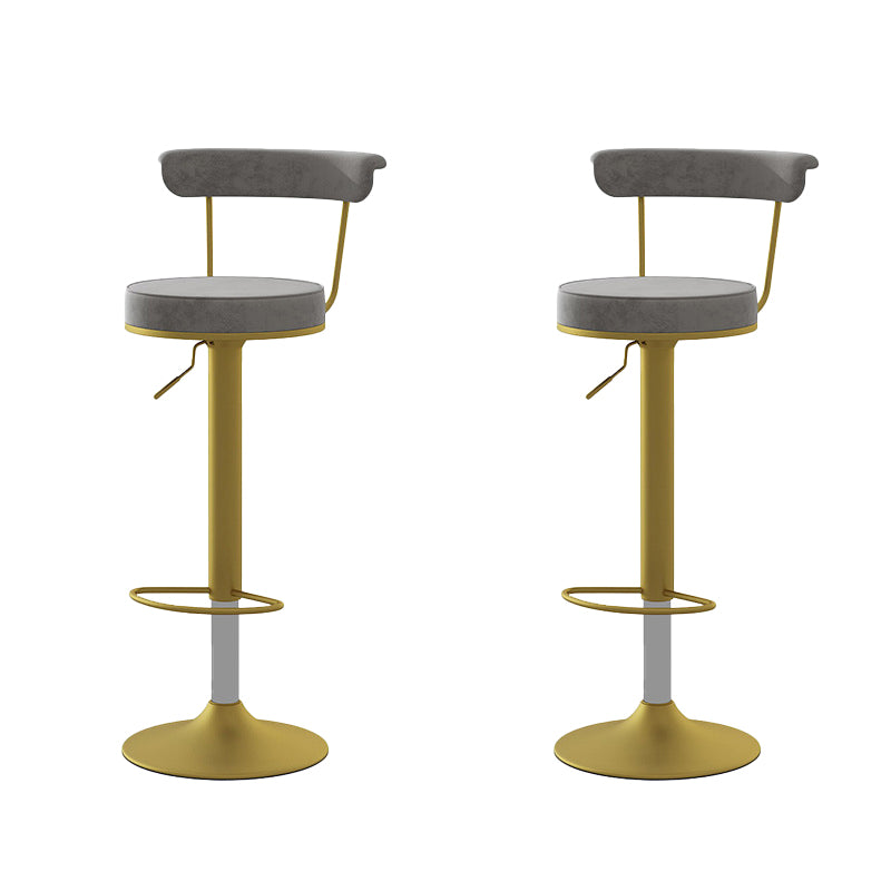 Glam Low Back Dining Stools Adjustable Height Bar Stools with Metal Base