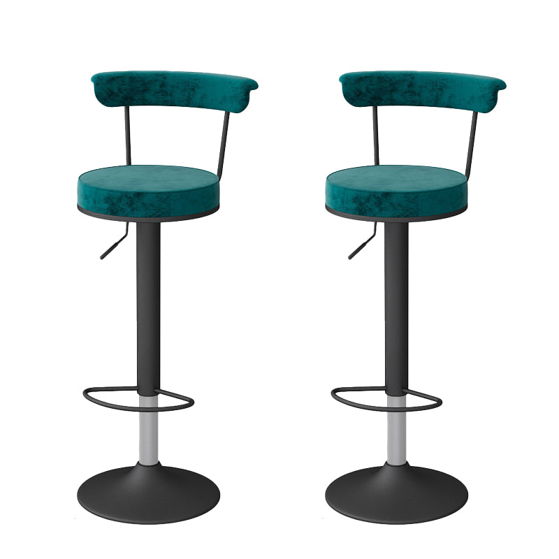 Glam Low Back Dining Stools Adjustable Height Bar Stools with Metal Base