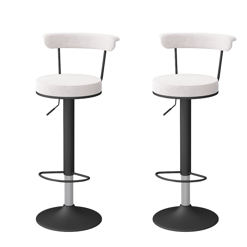 Glam Low Back Dining Stools Adjustable Height Bar Stools with Metal Base