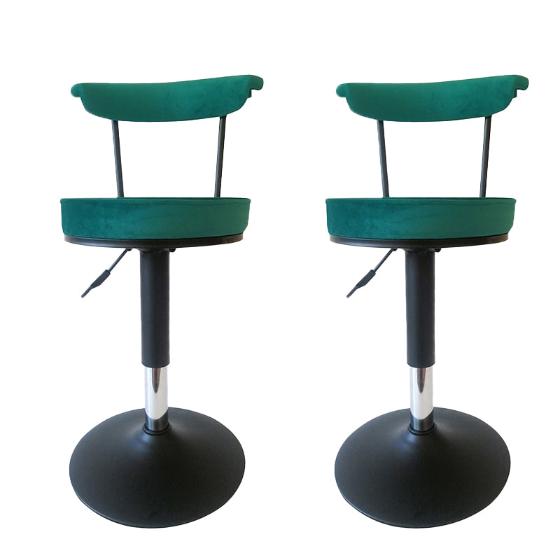 Glam Low Back Dining Stools Adjustable Height Bar Stools with Metal Base