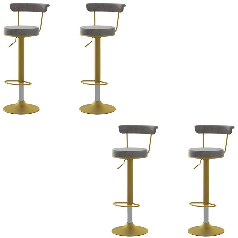 Glam Low Back Dining Stools Adjustable Height Bar Stools with Metal Base
