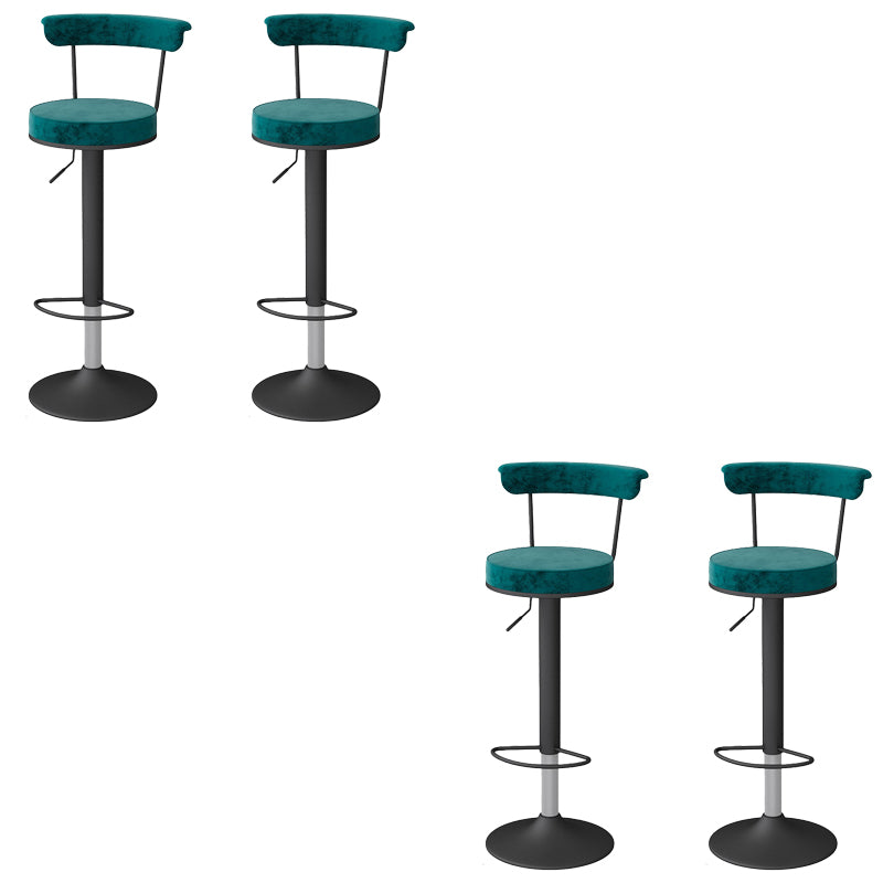 Glam Low Back Dining Stools Adjustable Height Bar Stools with Metal Base
