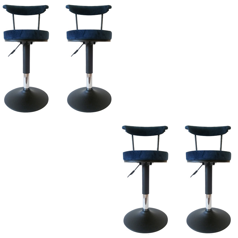 Glam Low Back Dining Stools Adjustable Height Bar Stools with Metal Base