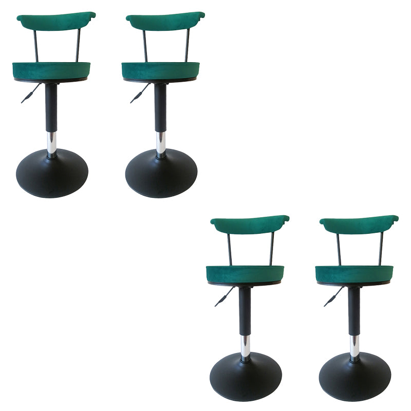 Glam Low Back Dining Stools Adjustable Height Bar Stools with Metal Base