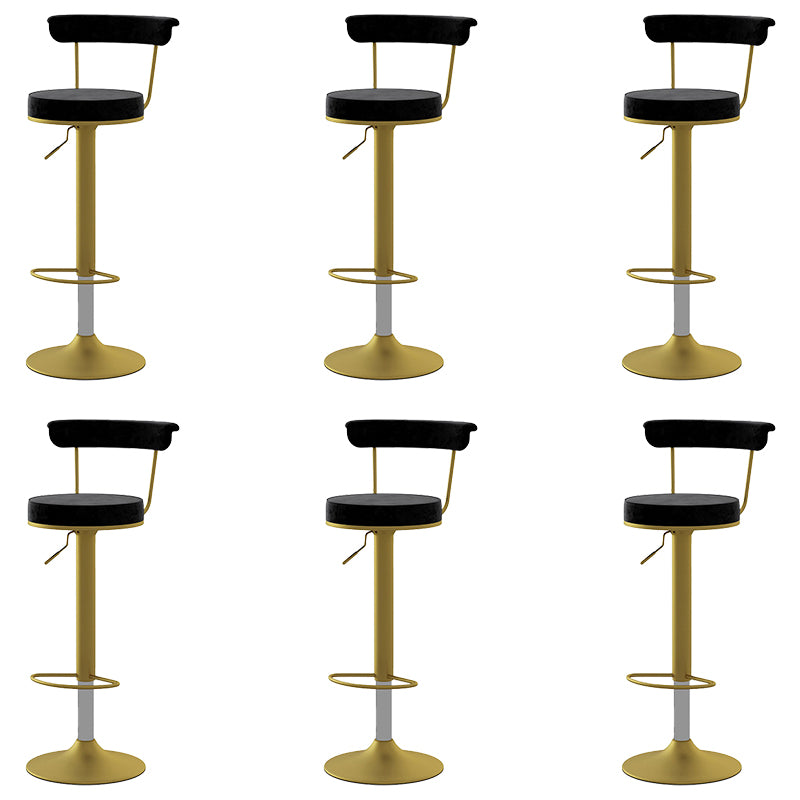 Glam Low Back Dining Stools Adjustable Height Bar Stools with Metal Base