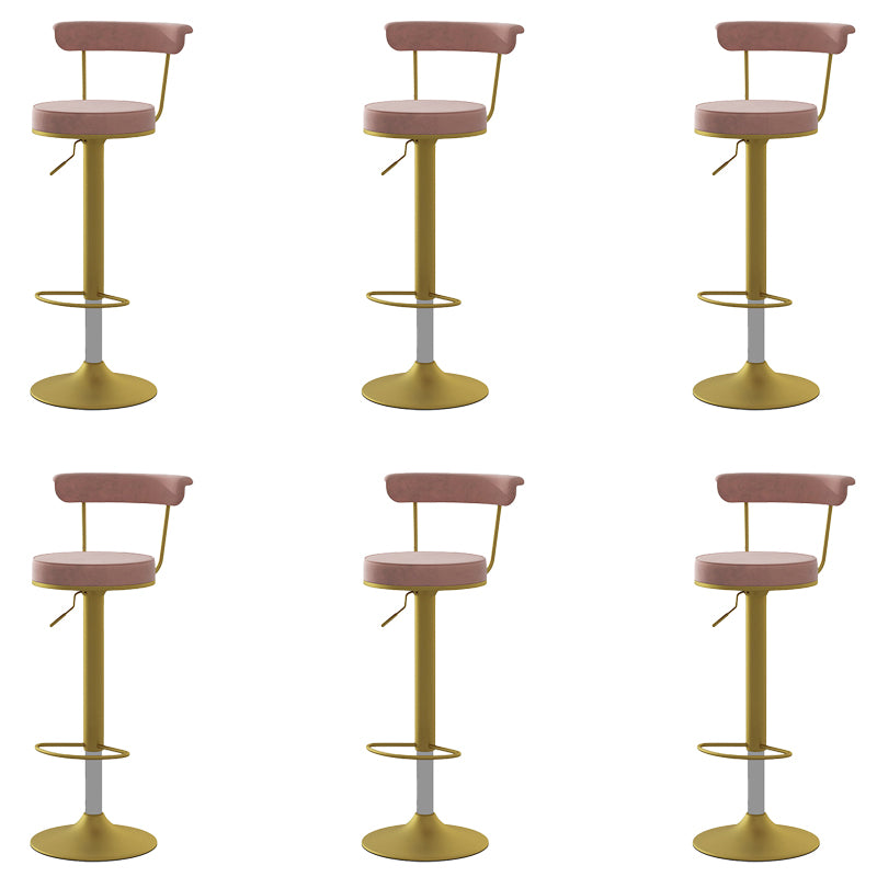 Glam Low Back Dining Stools Adjustable Height Bar Stools with Metal Base