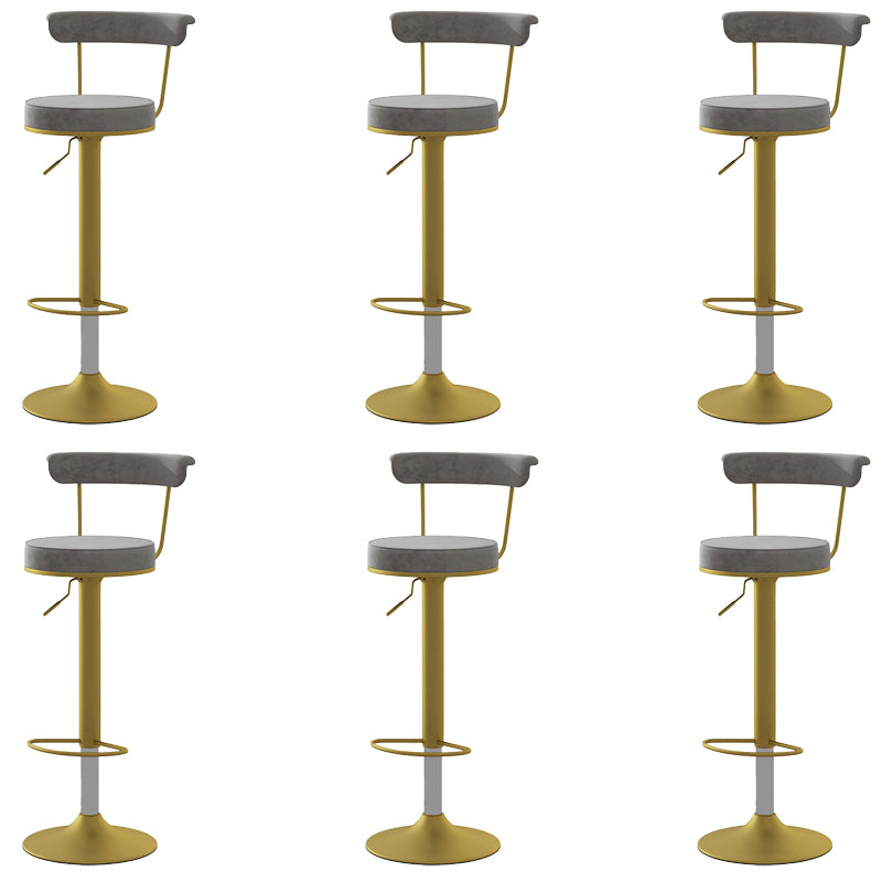 Glam Low Back Dining Stools Adjustable Height Bar Stools with Metal Base