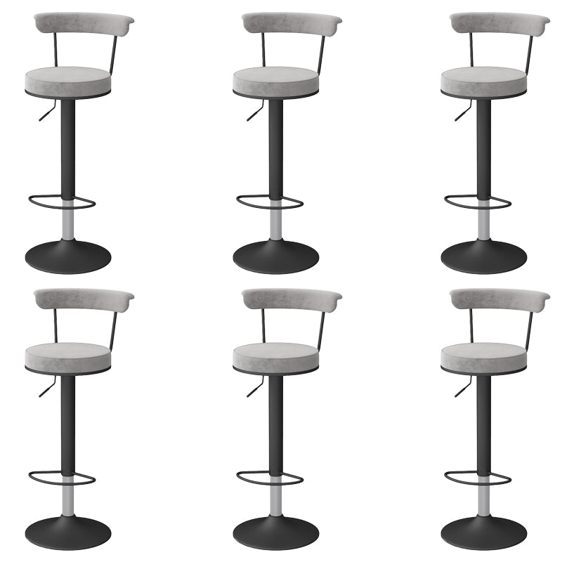 Glam Low Back Dining Stools Adjustable Height Bar Stools with Metal Base