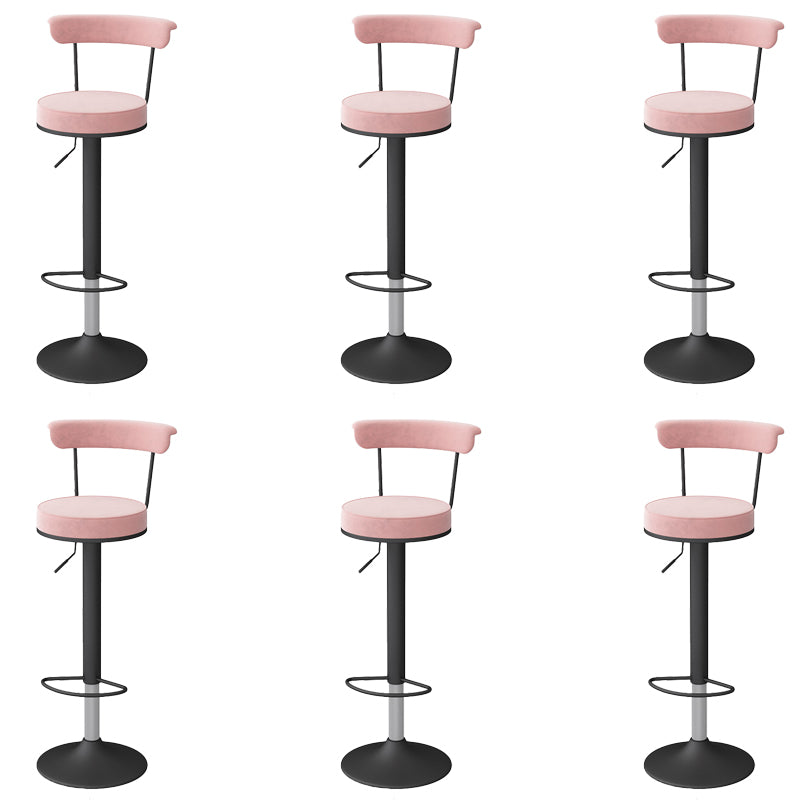 Glam Low Back Dining Stools Adjustable Height Bar Stools with Metal Base