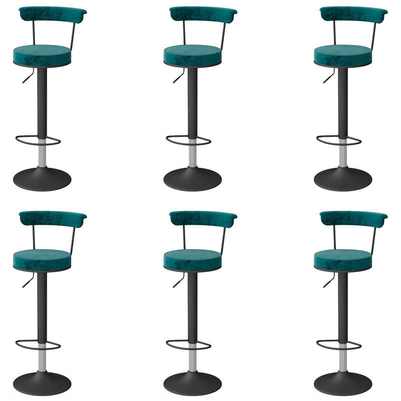 Glam Low Back Dining Stools Adjustable Height Bar Stools with Metal Base
