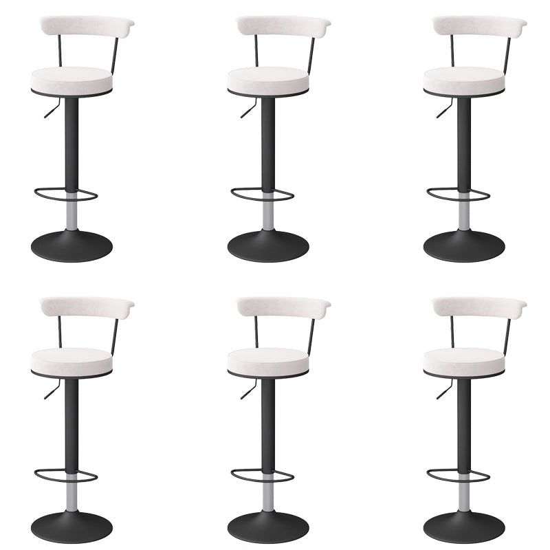 Glam Low Back Dining Stools Adjustable Height Bar Stools with Metal Base