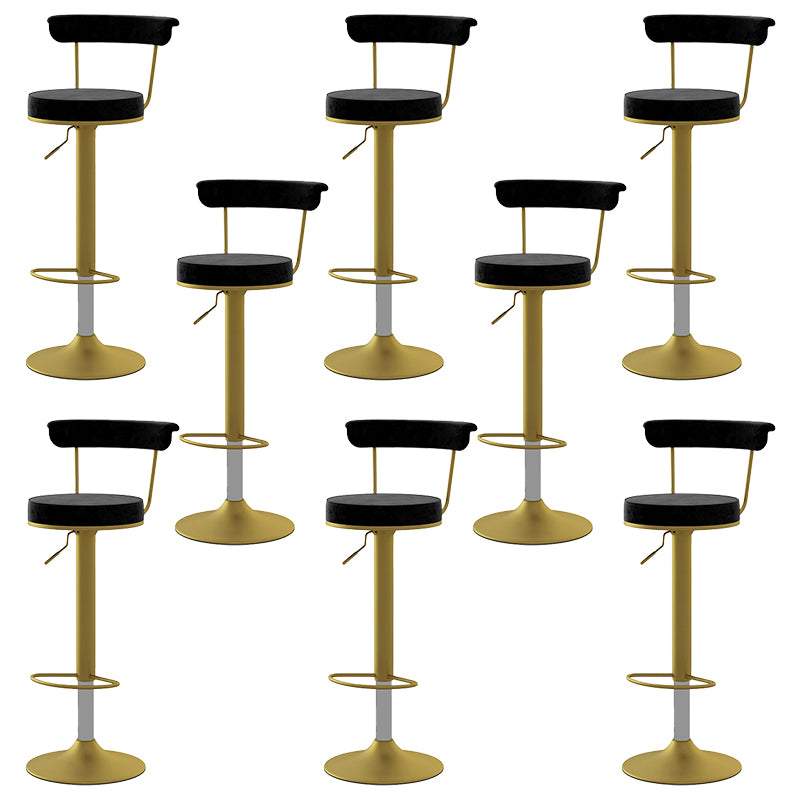 Glam Low Back Dining Stools Adjustable Height Bar Stools with Metal Base