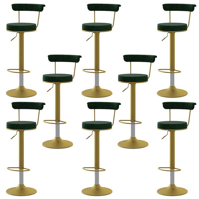 Glam Low Back Dining Stools Adjustable Height Bar Stools with Metal Base