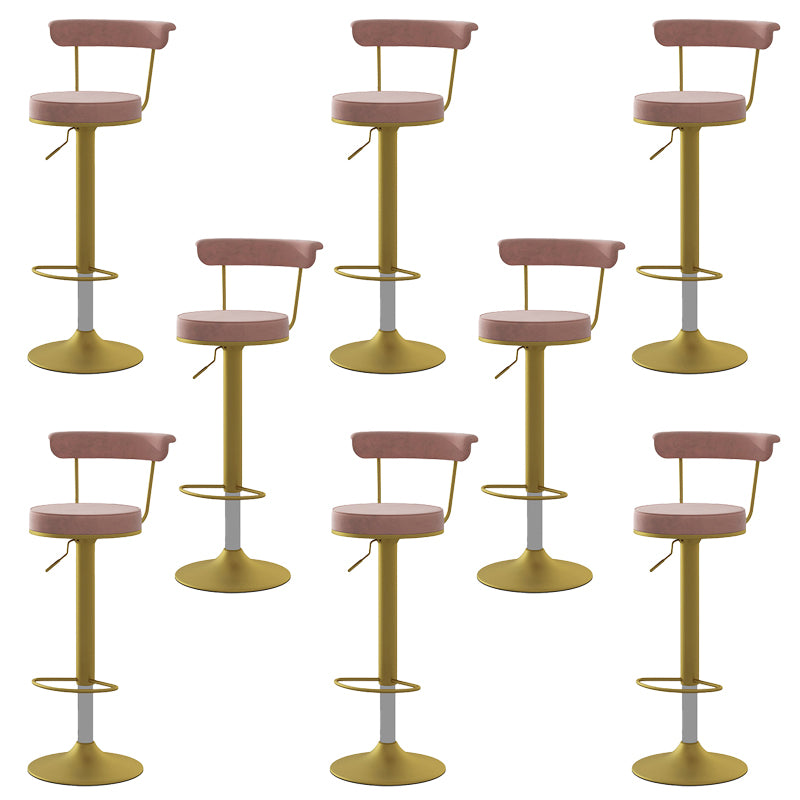 Glam Low Back Dining Stools Adjustable Height Bar Stools with Metal Base