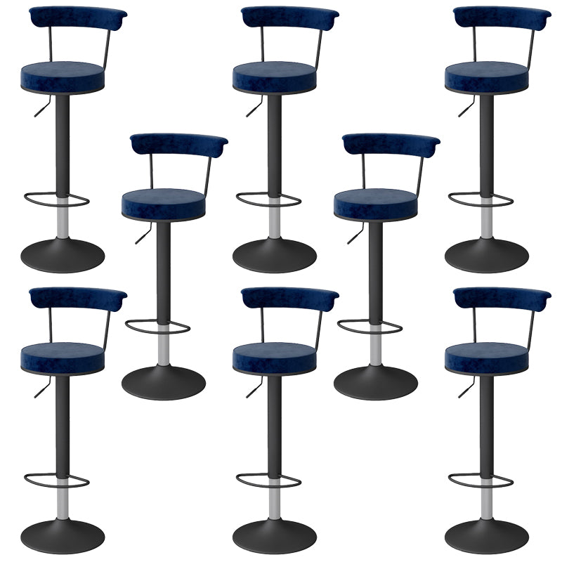 Glam Low Back Dining Stools Adjustable Height Bar Stools with Metal Base