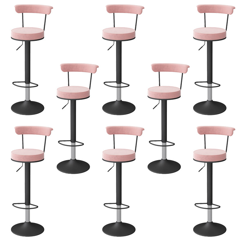 Glam Low Back Dining Stools Adjustable Height Bar Stools with Metal Base