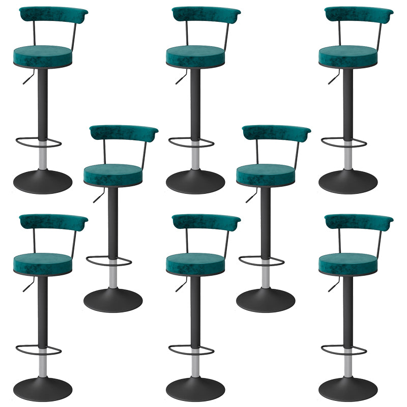 Glam Low Back Dining Stools Adjustable Height Bar Stools with Metal Base