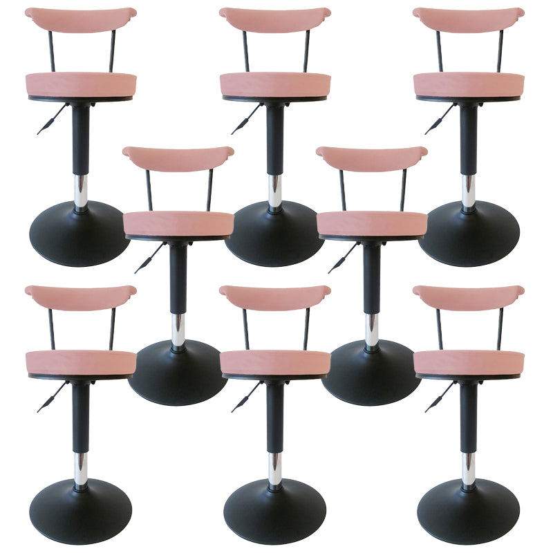Glam Low Back Dining Stools Adjustable Height Bar Stools with Metal Base