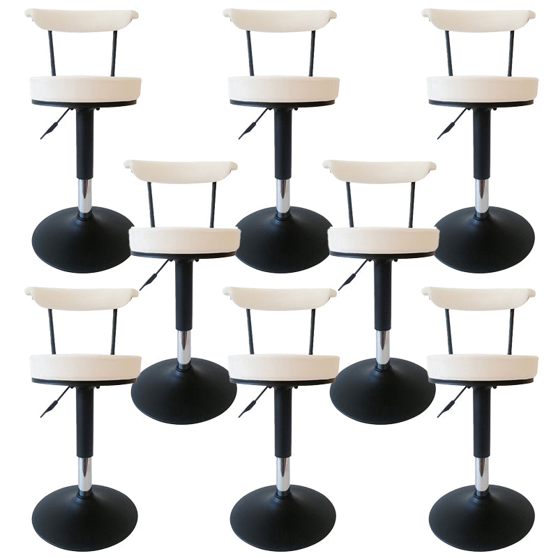 Glam Low Back Dining Stools Adjustable Height Bar Stools with Metal Base