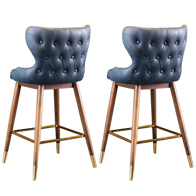 Low Back Dining Stools Bucket Armless Bar Stools with Wood Base