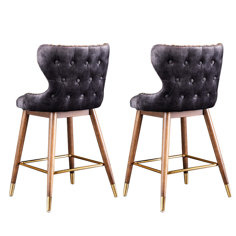 Low Back Dining Stools Bucket Armless Bar Stools with Wood Base
