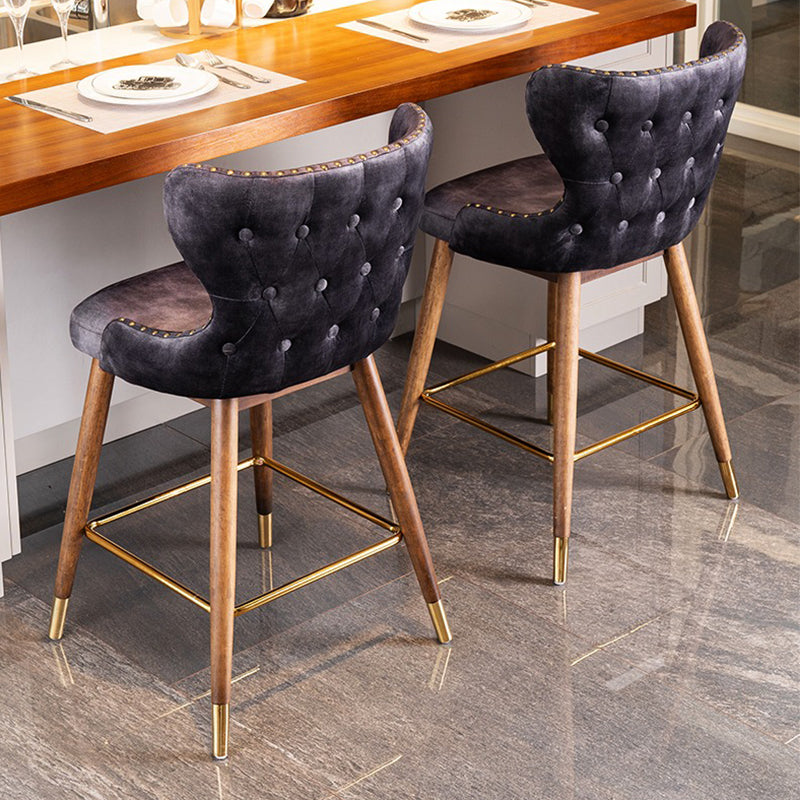 Low Back Dining Stools Bucket Armless Bar Stools with Wood Base