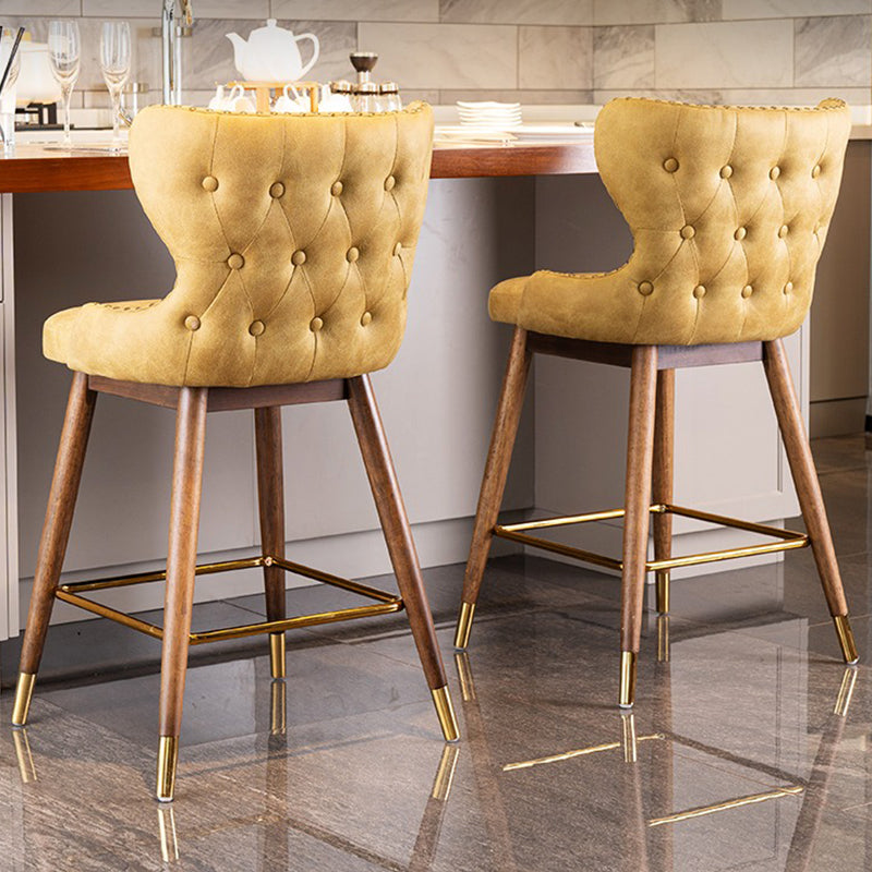 Low Back Dining Stools Bucket Armless Bar Stools with Wood Base
