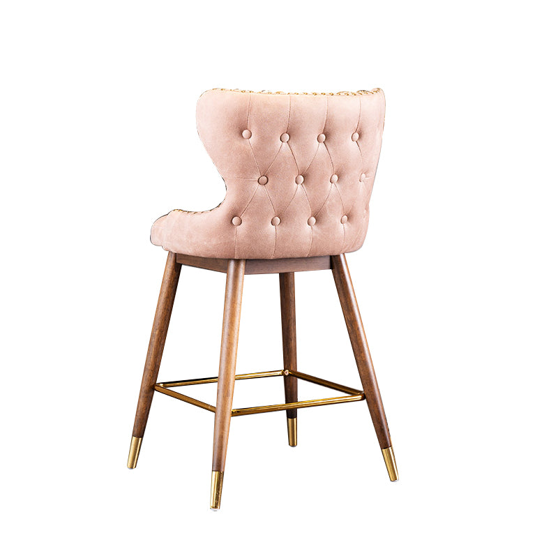 Low Back Dining Stools Bucket Armless Bar Stools with Wood Base