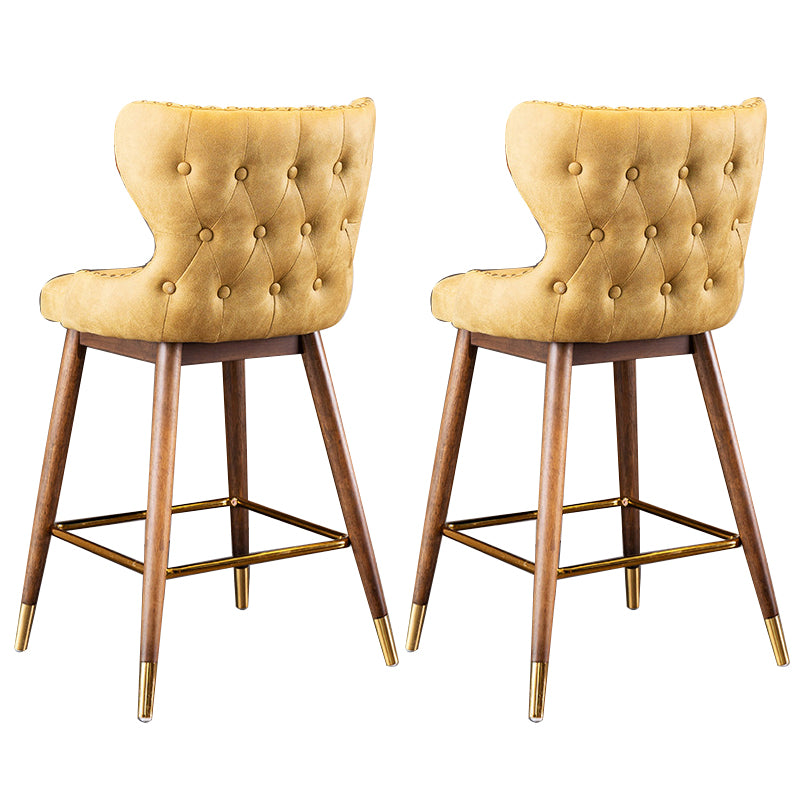 Low Back Dining Stools Bucket Armless Bar Stools with Wood Base