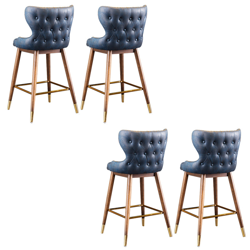 Low Back Dining Stools Bucket Armless Bar Stools with Wood Base
