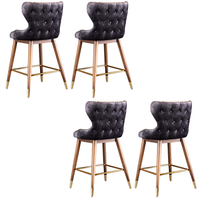 Low Back Dining Stools Bucket Armless Bar Stools with Wood Base