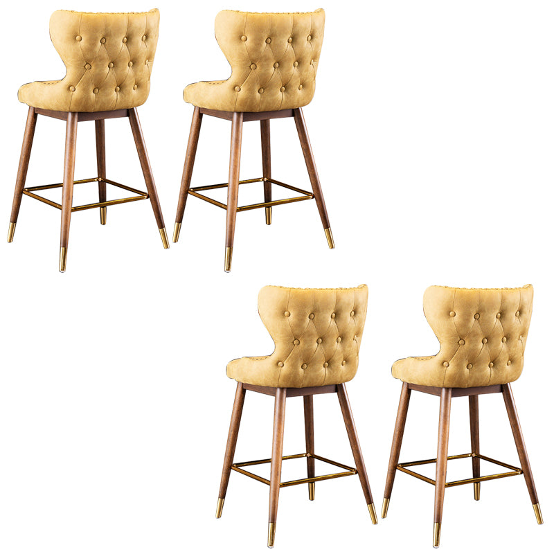 Low Back Dining Stools Bucket Armless Bar Stools with Wood Base