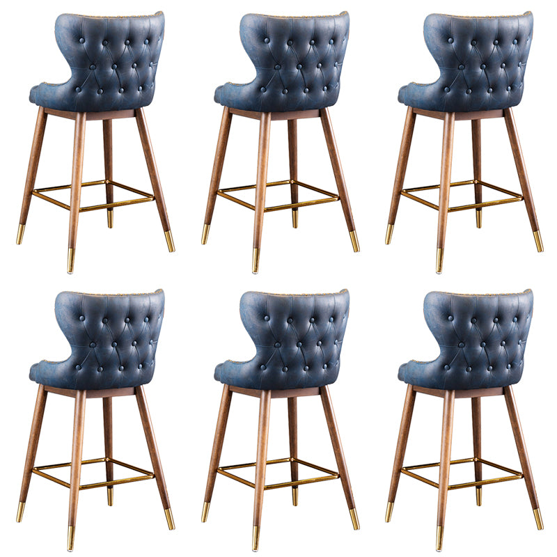 Low Back Dining Stools Bucket Armless Bar Stools with Wood Base