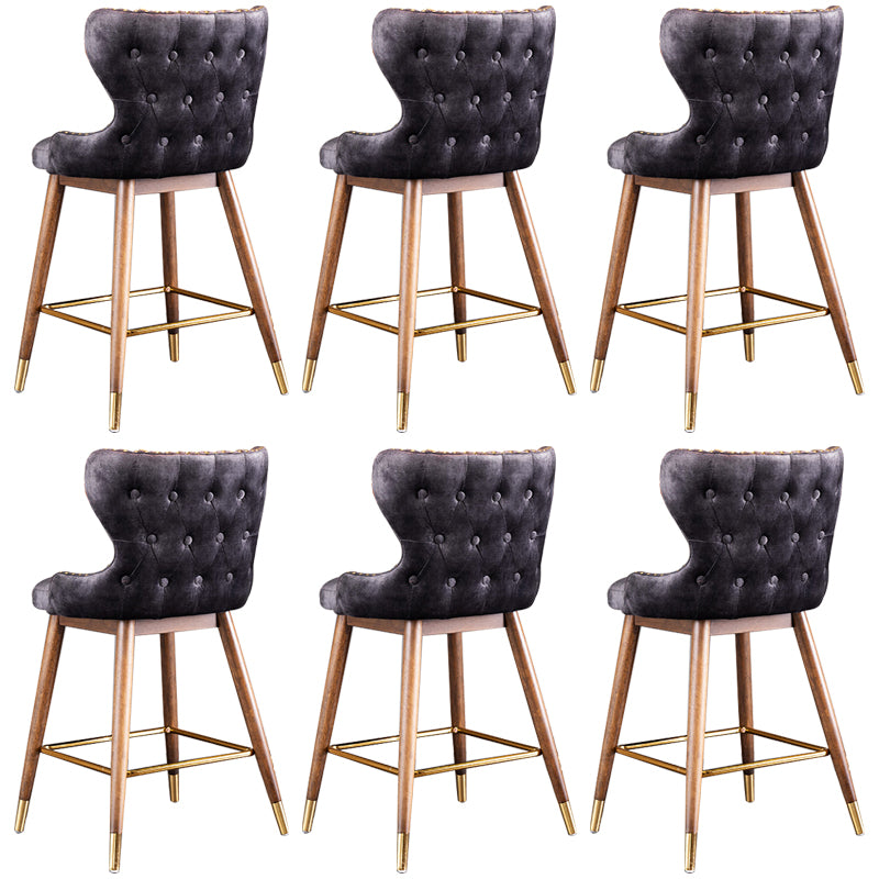 Low Back Dining Stools Bucket Armless Bar Stools with Wood Base
