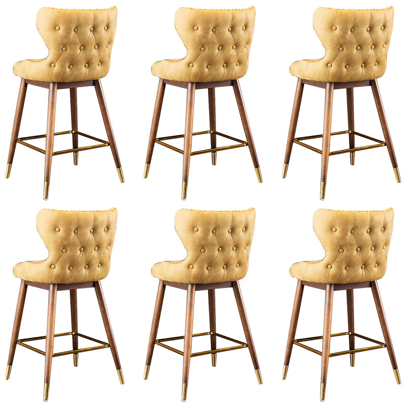 Low Back Dining Stools Bucket Armless Bar Stools with Wood Base