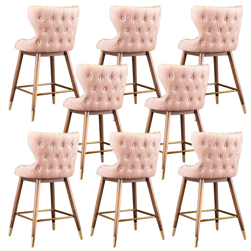 Low Back Dining Stools Bucket Armless Bar Stools with Wood Base