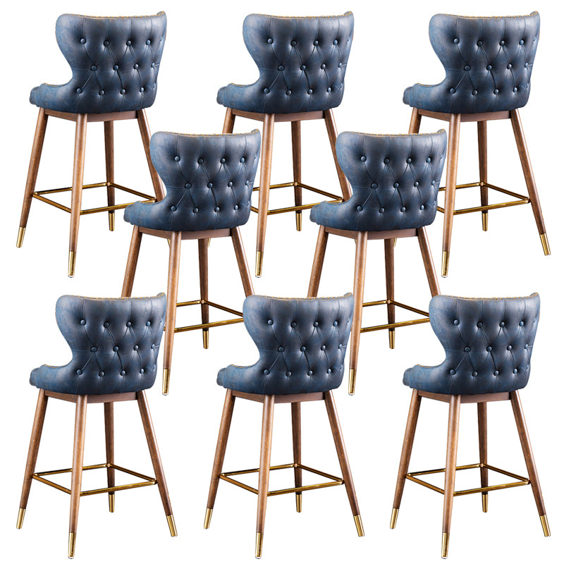 Low Back Dining Stools Bucket Armless Bar Stools with Wood Base