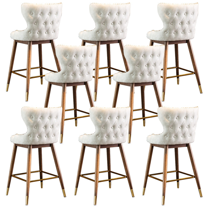Low Back Dining Stools Bucket Armless Bar Stools with Wood Base