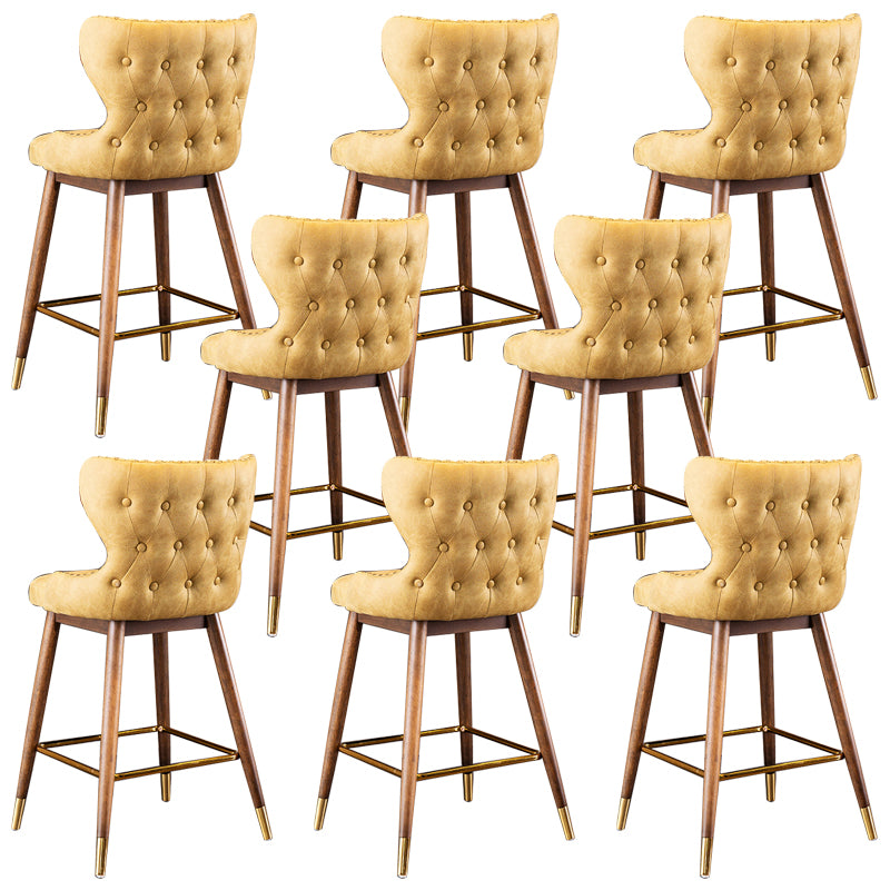 Low Back Dining Stools Bucket Armless Bar Stools with Wood Base