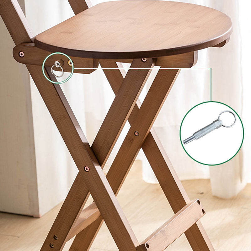 Contemporary Folding Dining Stools Solid Wood Bar Stools with Footrest