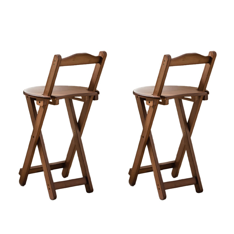 Contemporary Folding Dining Stools Solid Wood Bar Stools with Footrest
