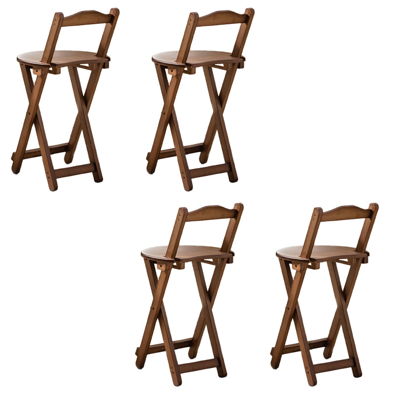 Contemporary Folding Dining Stools Solid Wood Bar Stools with Footrest