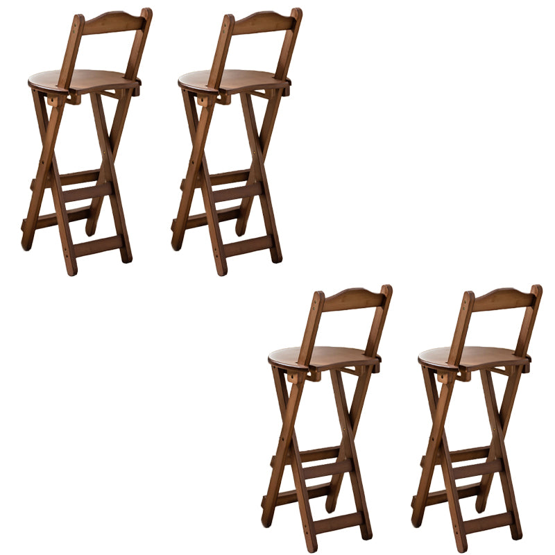 Contemporary Folding Dining Stools Solid Wood Bar Stools with Footrest