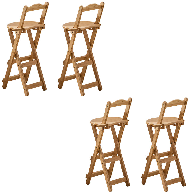 Contemporary Folding Dining Stools Solid Wood Bar Stools with Footrest