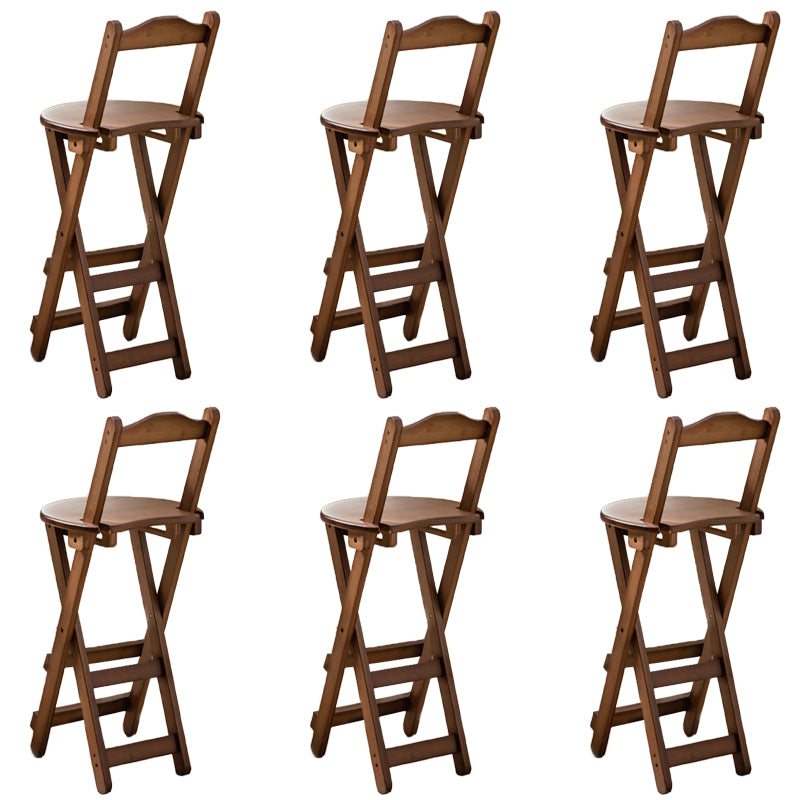 Contemporary Folding Dining Stools Solid Wood Bar Stools with Footrest