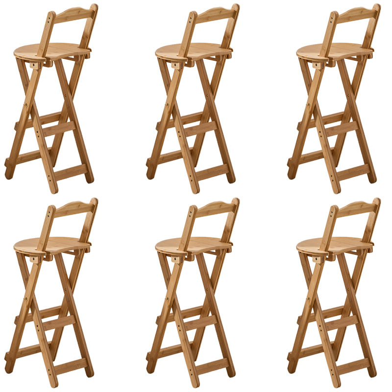 Contemporary Folding Dining Stools Solid Wood Bar Stools with Footrest